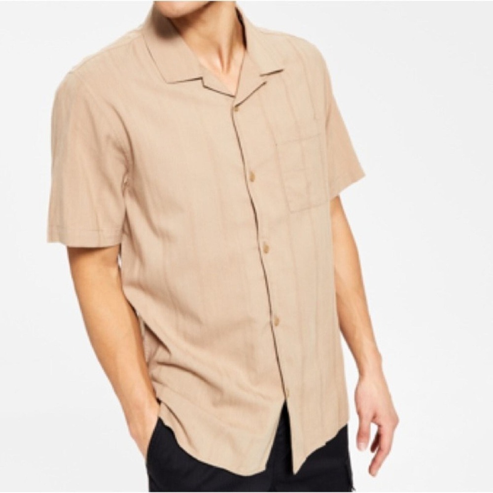 NWT Sun Stone woven button down men's shirt size XL